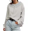 Free People Holly Henley Top In Heather Grey Combo