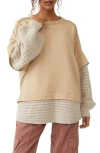FREE PEOPLE FREE PEOPLE HOLLY OVERSIZE MIXED MEDIA SWEATER