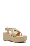 Free People Holt Ankle Strap Platform Sandal In Beige