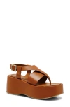 Free People Holt Ankle Strap Platform Sandal In Cognac