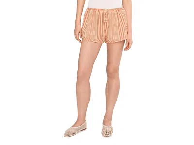 Free People Home By 8 Textured Stripe Cotton Boxer Shorts In Multi