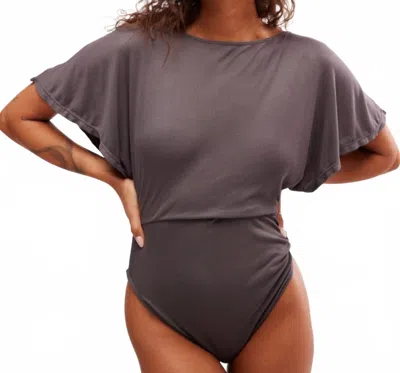 Free People Homebody Tee Bodysuit In Vintage Grey In Brown