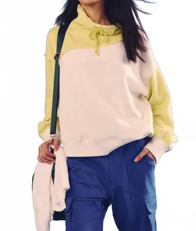 FREE PEOPLE HOMESTRETCH COLORBLOCK PULLOVER IN SOUR CITRUS COMBO