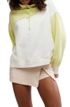 Free People Homestretch Colorblock Tie Neck Sweatshirt In Sour Citrus Combo