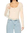Free People Hope Henley Long Sleeve Shirt In Strawberry Float In Multi