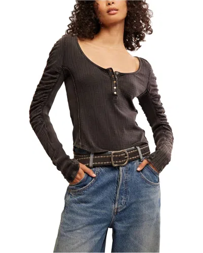 Free People Hope Henley T-shirt In Black