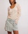 Free People Hope Henley Long Sleeve Shirt In Strawberry Float In Multi