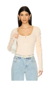 Free People Hope Henley Long Sleeve Shirt In Strawberry Float In Strawberry Float