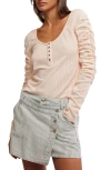 Free People Hope Henley Long Sleeve Shirt In Strawberry Float
