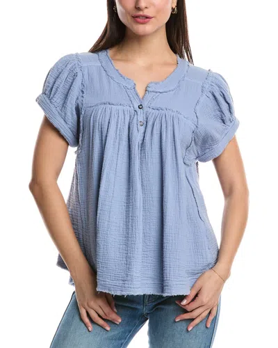 Free People Horizons Double Cloth Top In Blue