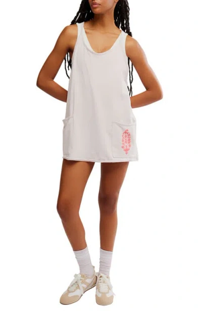 Free People Hot Shot Logo Pocket Stretch Cotton Minidress In Rose Wash Combo