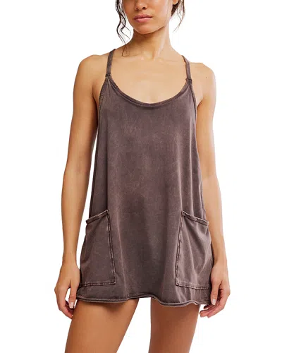 Free People X Fp Movement Hot Shot Mini Romper Dress In Chocolate