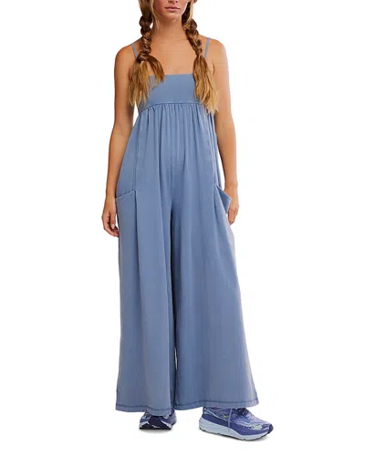 Free People Hot Shot Strappy Onesie Jumpsuit In Blue