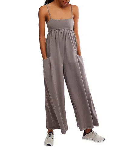 Free People Hot Shot Strappy Onesie Jumpsuit In Gray
