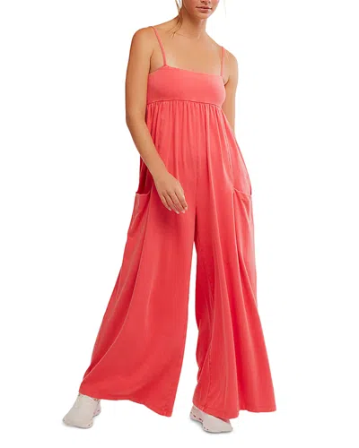 Free People Hot Shot Strappy Onesie Jumpsuit In Pink