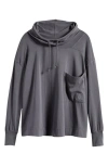 Free People Hot Shot Stretch Cotton Fleece Hoodie In Gunmetal
