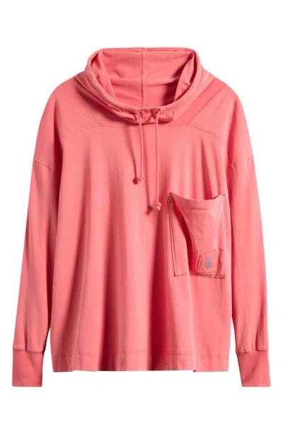 Free People Hot Shot Stretch Cotton Fleece Hoodie In Hibiscus