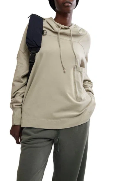 Free People Hot Shot Stretch Cotton Fleece Hoodie In Sage Stone