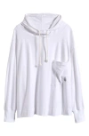 Free People Hot Shot Stretch Cotton Fleece Hoodie In White