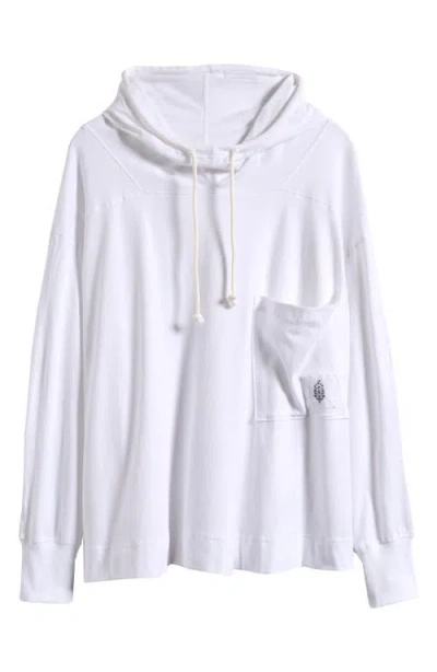 Free People Hot Shot Stretch Cotton Fleece Hoodie In White