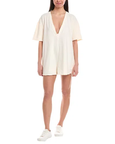Free People Hot Shot T-shirt Romper In White