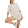 Free People Hot Shot Tee Romper In Bleached Clay