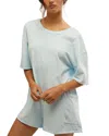 Free People Hot Shot Tee Romper In Boardwalk Blue