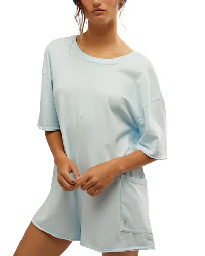 Free People Hot Shot Tee Romper In Boardwalk Blue