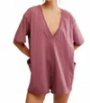 Free People Hot Shot Tee Romper Coddy In Clove In Pink