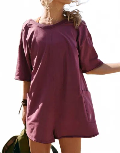 Free People Hot Shot Tee Romper In Clove In Purple