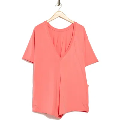 Free People Hot Shot Tee Romper In Red