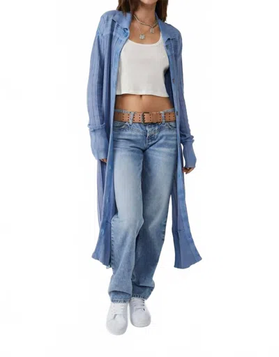 Free People Hudson Maxi Cardigan In Blackbird Blue