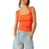 Free People Hummingbird Stretch Cotton Top In Mandarin Red