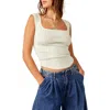 Free People Hummingbird Stretch Cotton Top In Mineral Sea