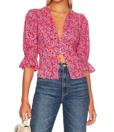 Free People I Found You Printed Top In Party Combo In Pink