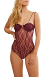 Free People If You Dare Lace Bodysuit In Wild Ginger