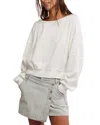 Free People Ife Oversize Thermal Sweatshirt In Ivory