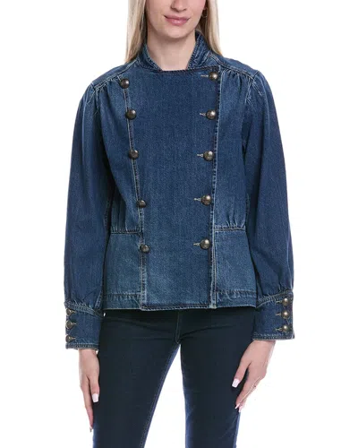 Free People Imogene Denim Officer Jacket In Blue
