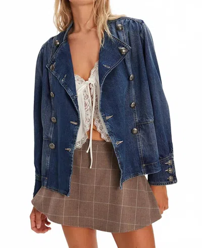 Free People Imogene Denim Officer Jacket In Ensign Wash In Blue
