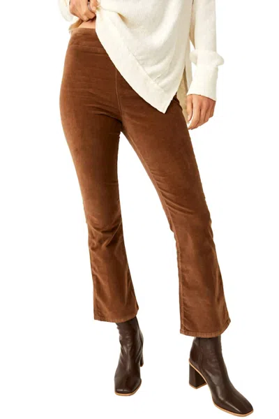 Free People In My Feelings Crop Boot Pants In Chocolate In Gold