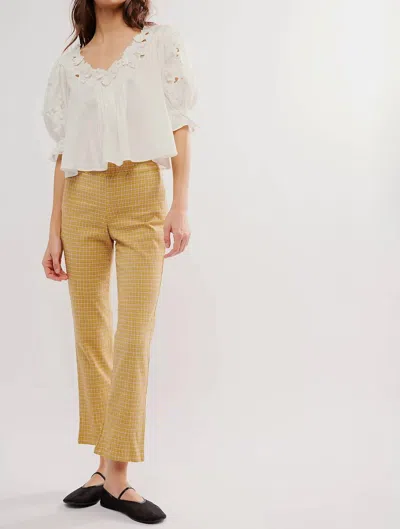 Free People In My Feelings Slim Crop Pants In Yellow