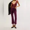 Free People In My Feelings Velvet Crop Slim Flare Pants In Fig Jam