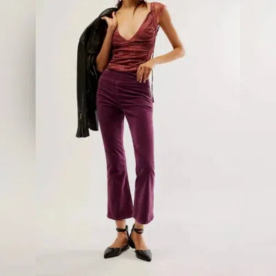 Free People In My Feelings Velvet Crop Slim Flare Pants In Fig Jam In Fig Jam