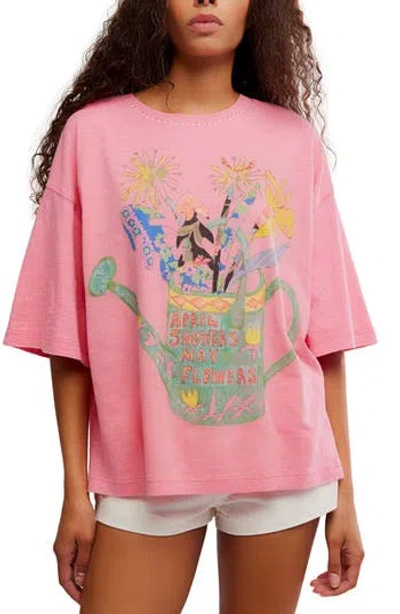 Free People In Spring Cotton Graphic T-shirt In Pink