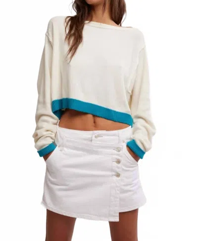 Free People In The Blue Pullover Sweatshirt In Tropical Blue Combo In White