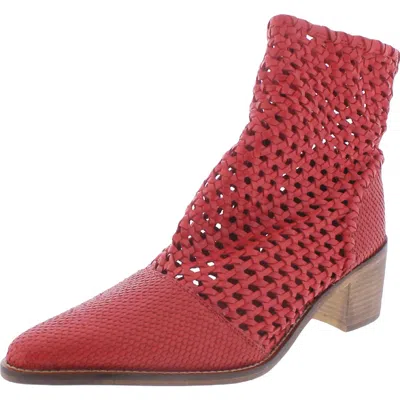 Free People In The Loop Womens Woven Leather Ankle Boots In Red