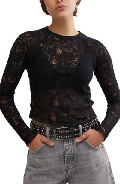 FREE PEOPLE FREE PEOPLE IN THE MEADOW SEMISHEER COTTON BLEND LACE T-SHIRT