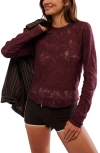 Free People In The Meadow Semisheer Cotton Blend Lace T-shirt In Port Royale