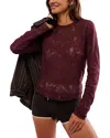 Free People In The Meadow Semisheer Cotton Blend Lace T-shirt In Port Royal