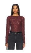 Free People In The Meadow Semisheer Cotton Blend Lace T-shirt In Port Royale